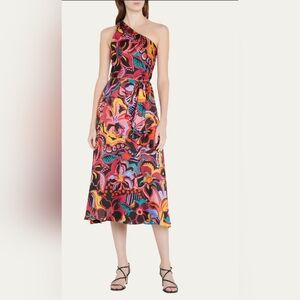 Markarian Pulmeria Floral Print One-Shoulder Midi Dress